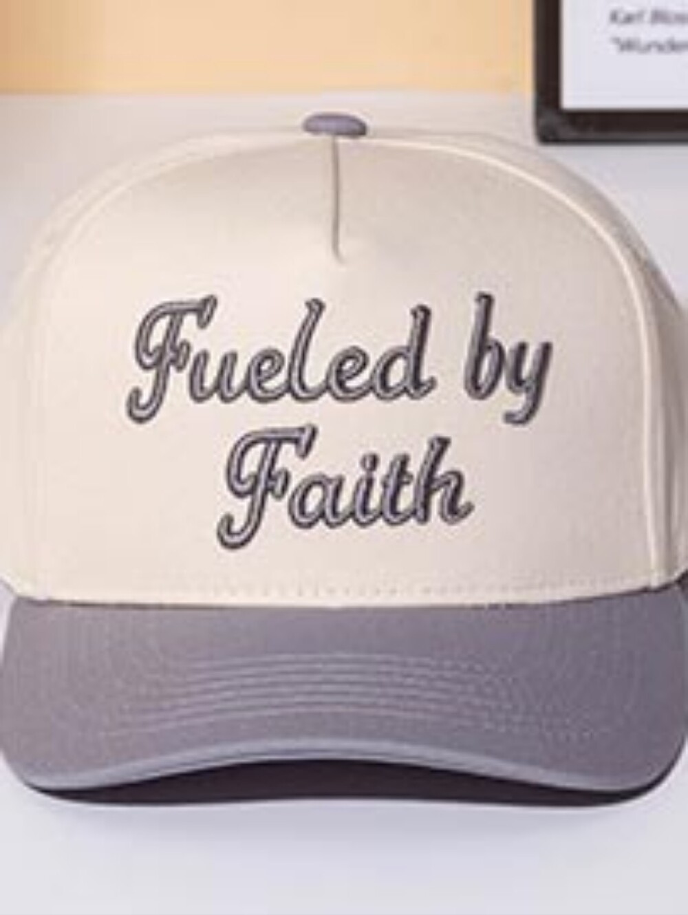 Fueled by Faith Two-Tone Baseball Cap - Cream & Gray